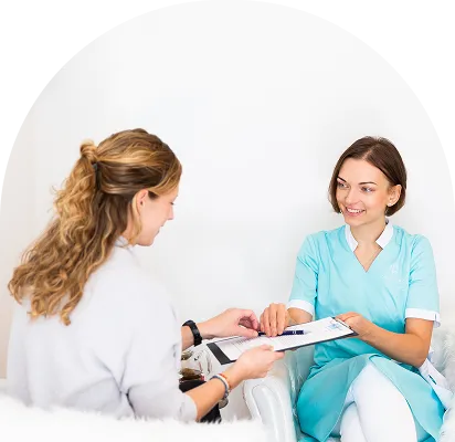 Healthcare professional discussing a treatment plan with a patient during a consultation
