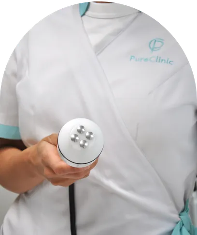 Dermomassage treatment device.