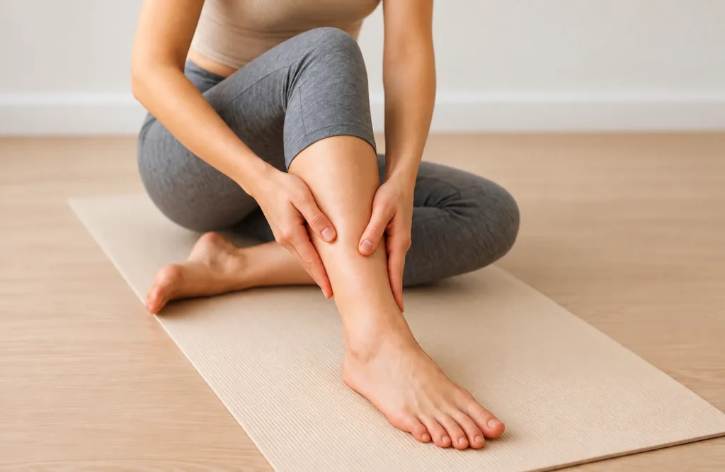 Calf Massage on a Yoga Mat