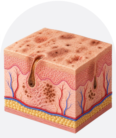 Isometric Hyperpigmented Skin Cross-Section